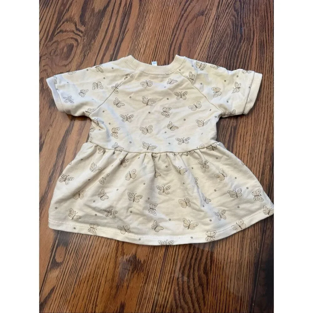 Rylee & Cru Beige Butterfly Raglan Short Sleeve Crew Neck‎ Dress Size 3-6 Months